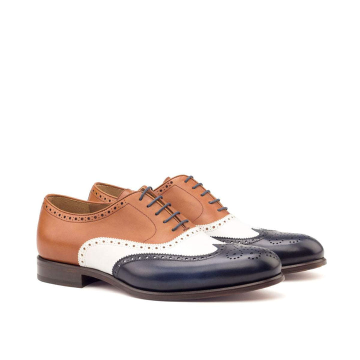 Men's Full Brogue Shoes Leather White Brown 2652 3- MERRIMIUM