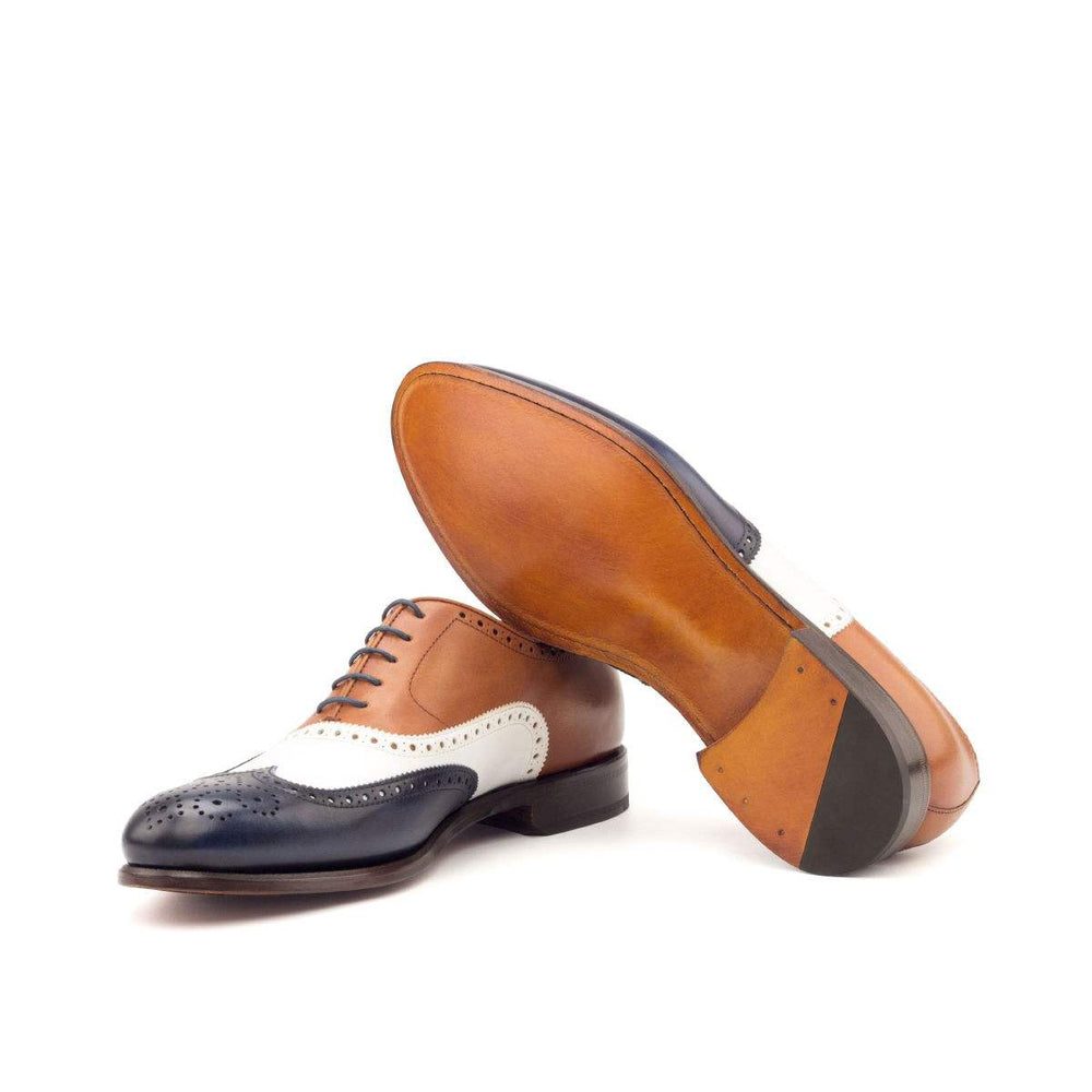 Men's Full Brogue Shoes Leather White Brown 2652 2- MERRIMIUM