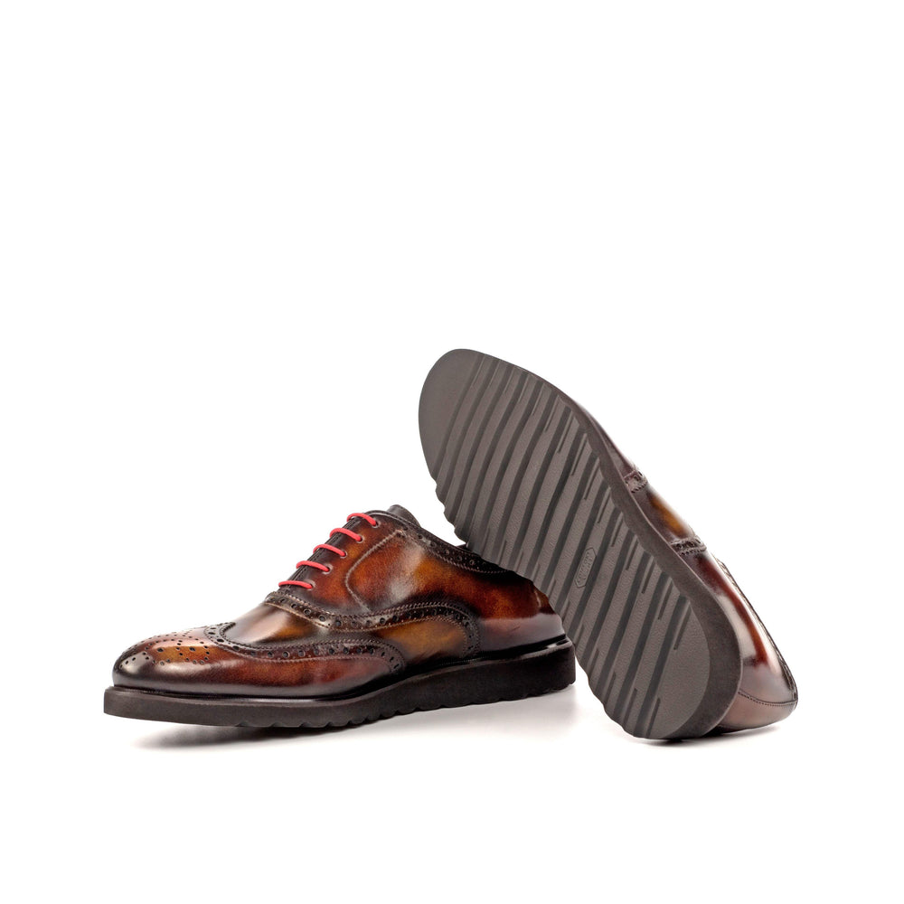 Men's Full Brogue Shoes Patina Dark Brown Burgundy 4542 2- MERRIMIUM