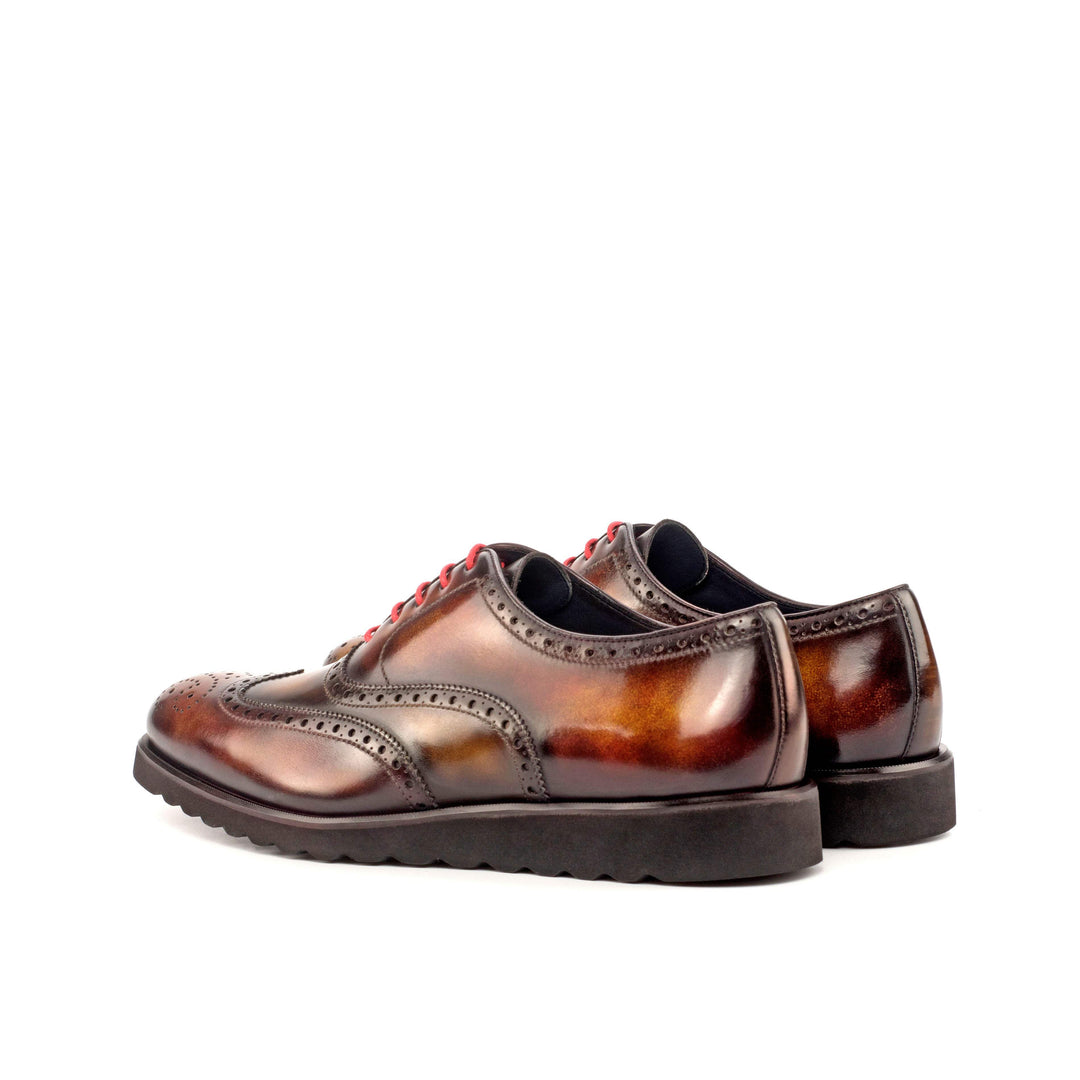 Men's Full Brogue Shoes Patina Dark Brown Burgundy 4542 4- MERRIMIUM