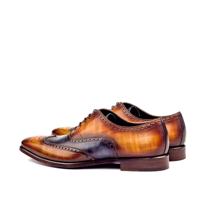 Men's Full Brogue Shoes Patina Leather Blue Brown 2461 4- MERRIMIUM