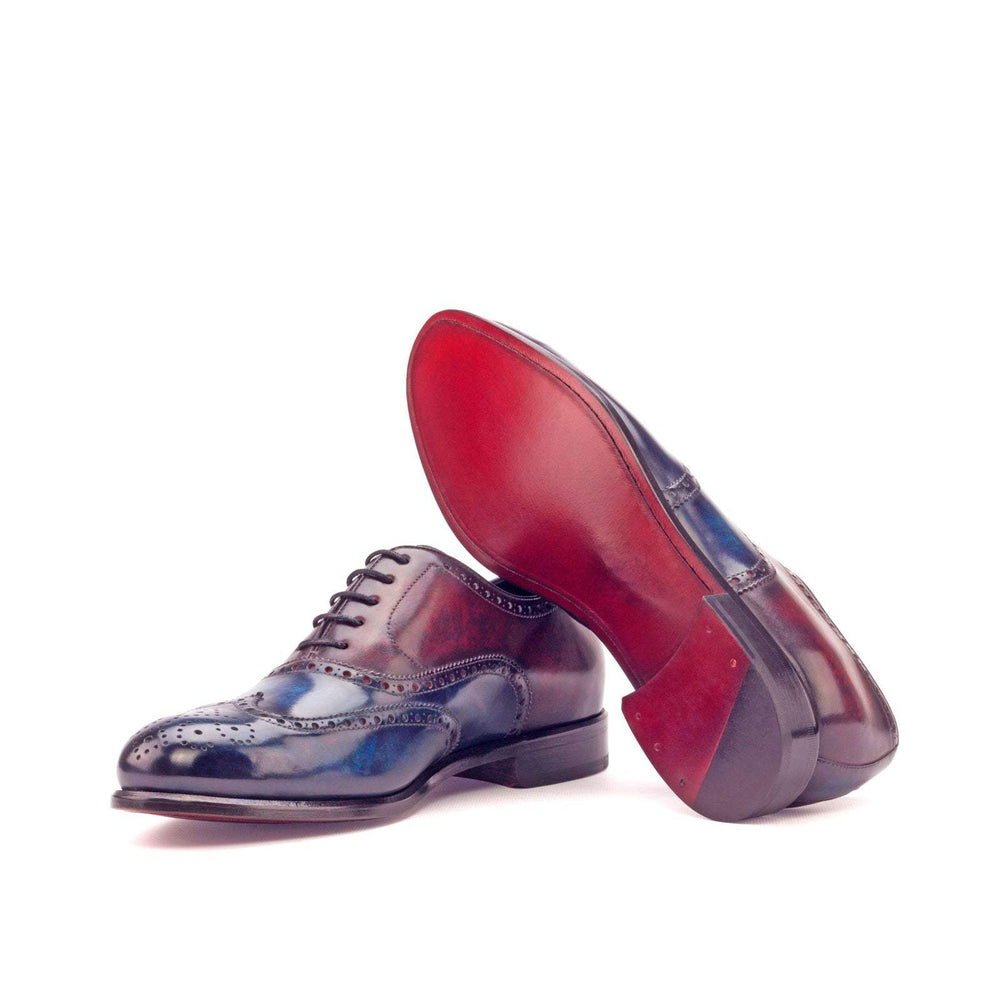 Men's Full Brogue Shoes Patina Leather Blue Burgundy 3200 2- MERRIMIUM