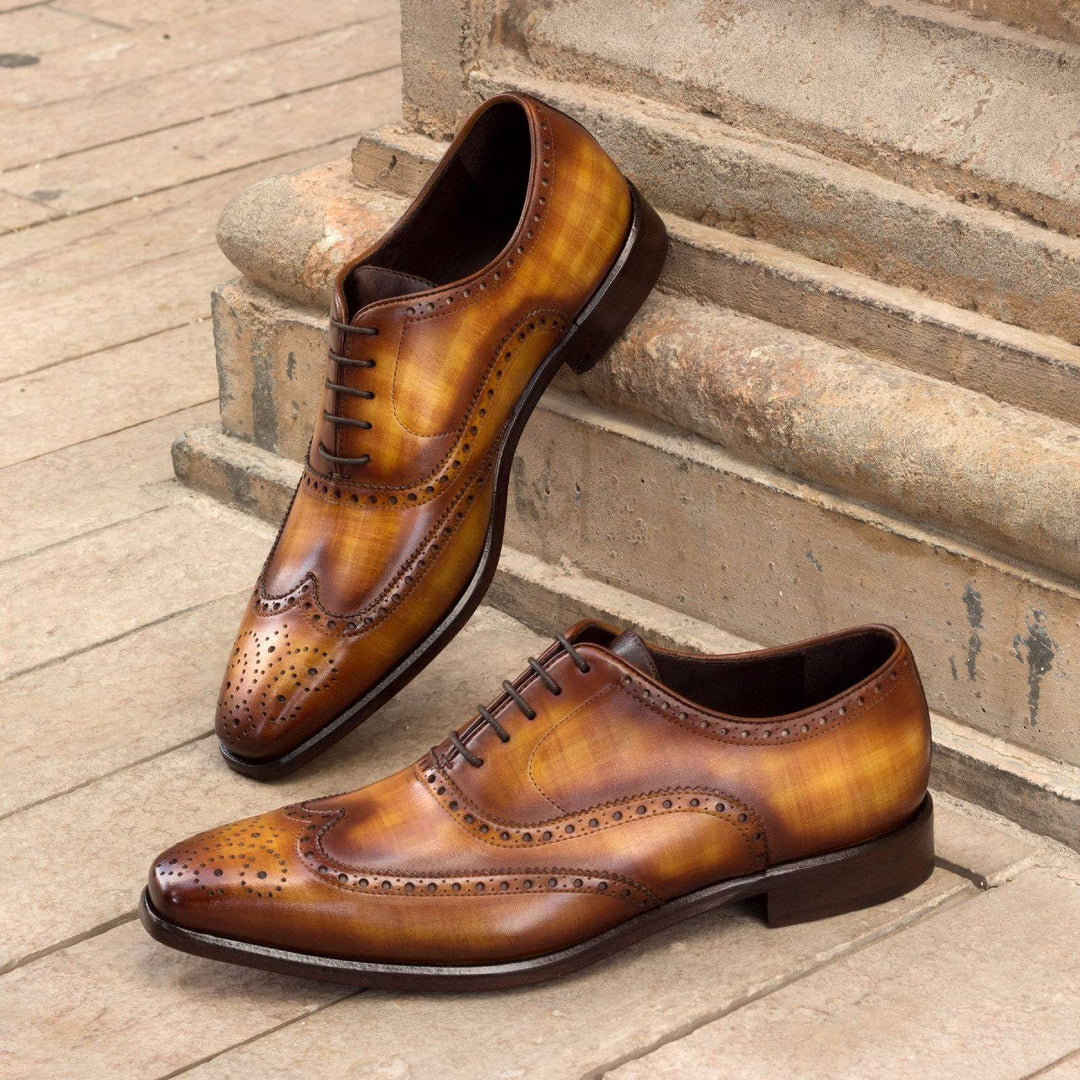 Men's Full Brogue Shoes Patina Leather Brown Dark Brown 2363 1- MERRIMIUM--GID-1550-2363