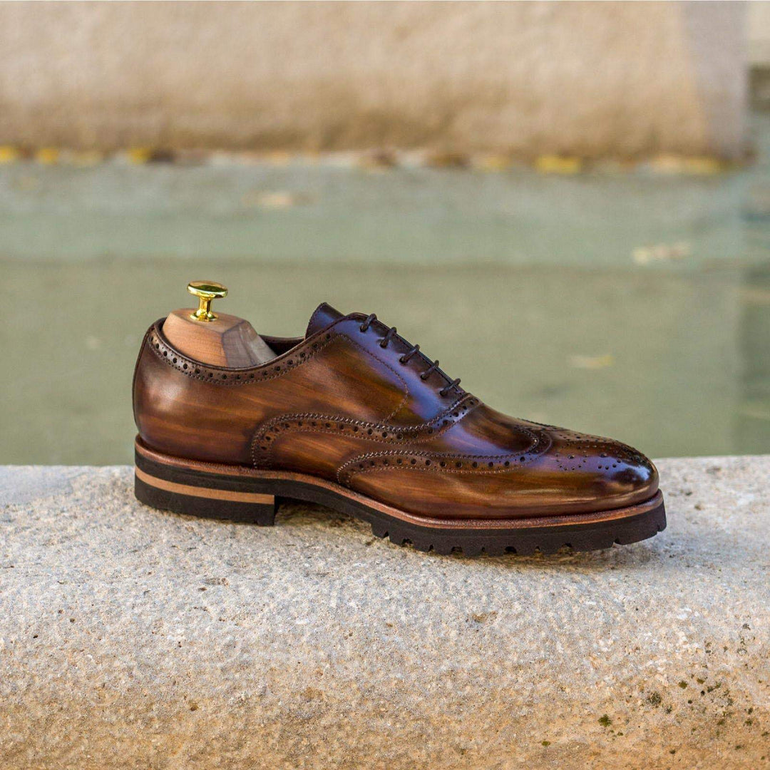 Men's Full Brogue Shoes Patina Leather Brown Dark Brown 2998 1- MERRIMIUM--GID-1549-2998