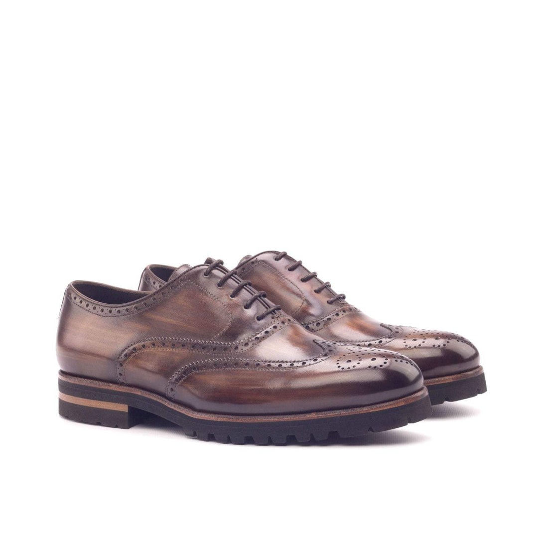 Men's Full Brogue Shoes Patina Leather Brown Dark Brown 2998 3- MERRIMIUM