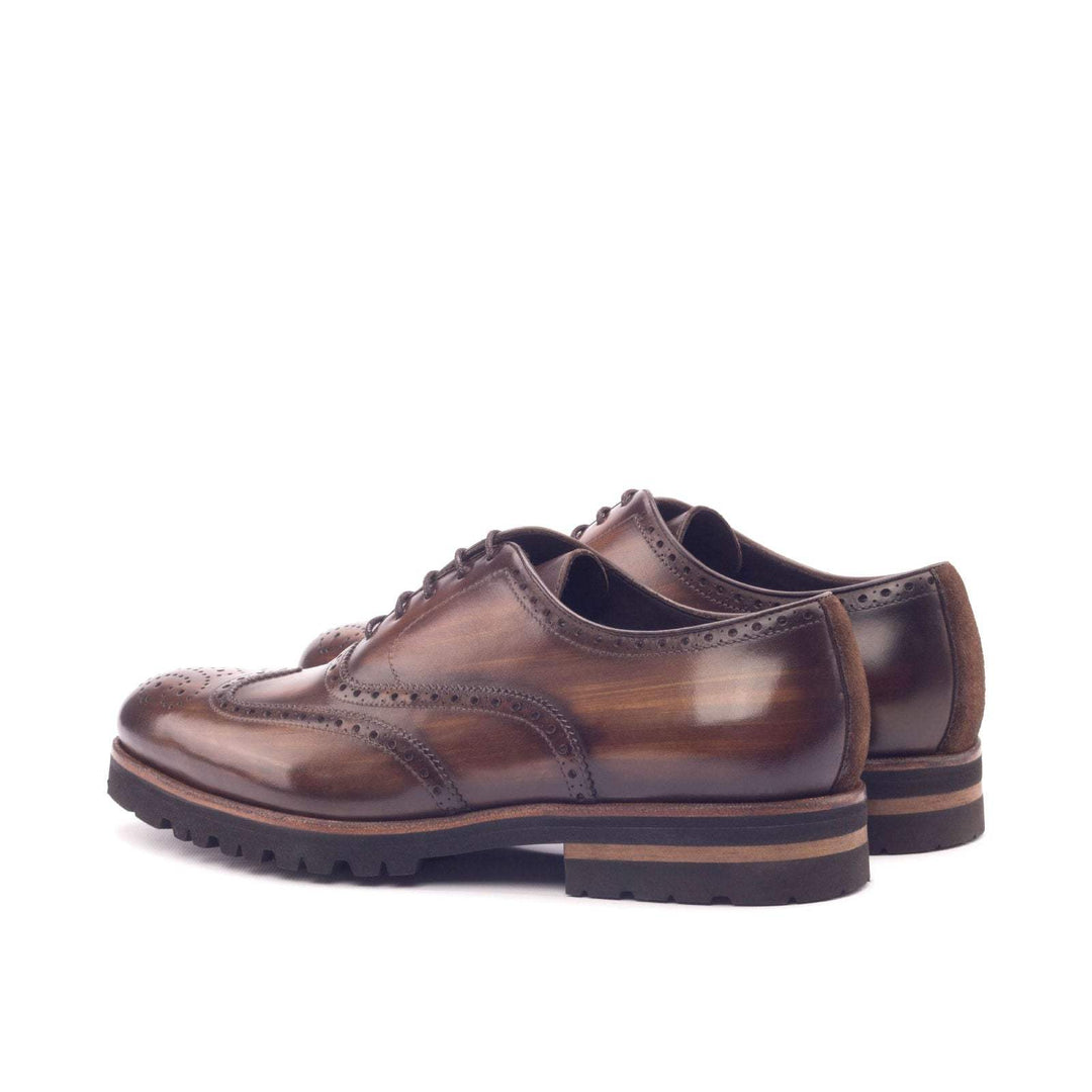Men's Full Brogue Shoes Patina Leather Brown Dark Brown 2998 4- MERRIMIUM