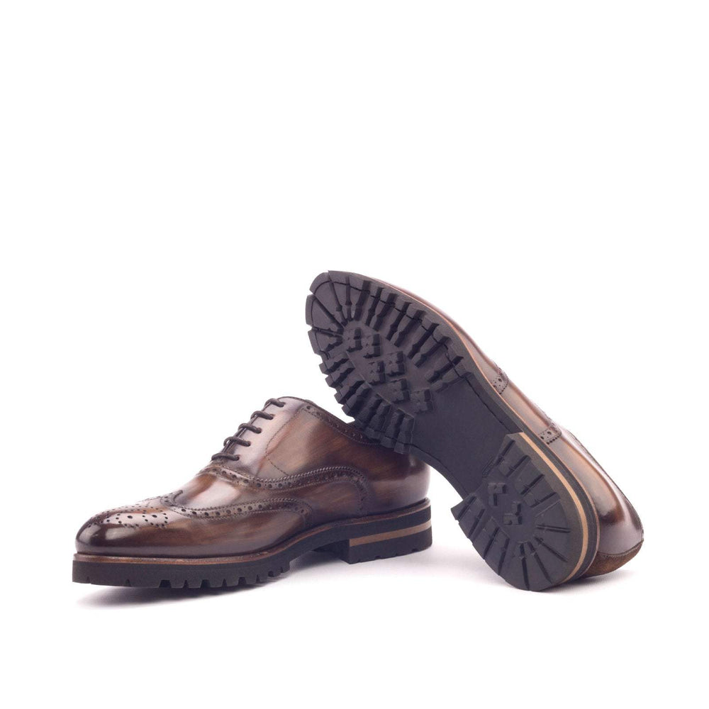 Men's Full Brogue Shoes Patina Leather Brown Dark Brown 2998 2- MERRIMIUM