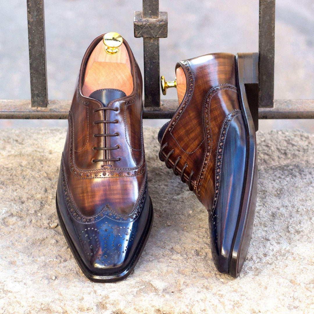 Men's Full Brogue Shoes Patina Leather Brown Dark Brown 3329 1- MERRIMIUM--GID-1550-3329