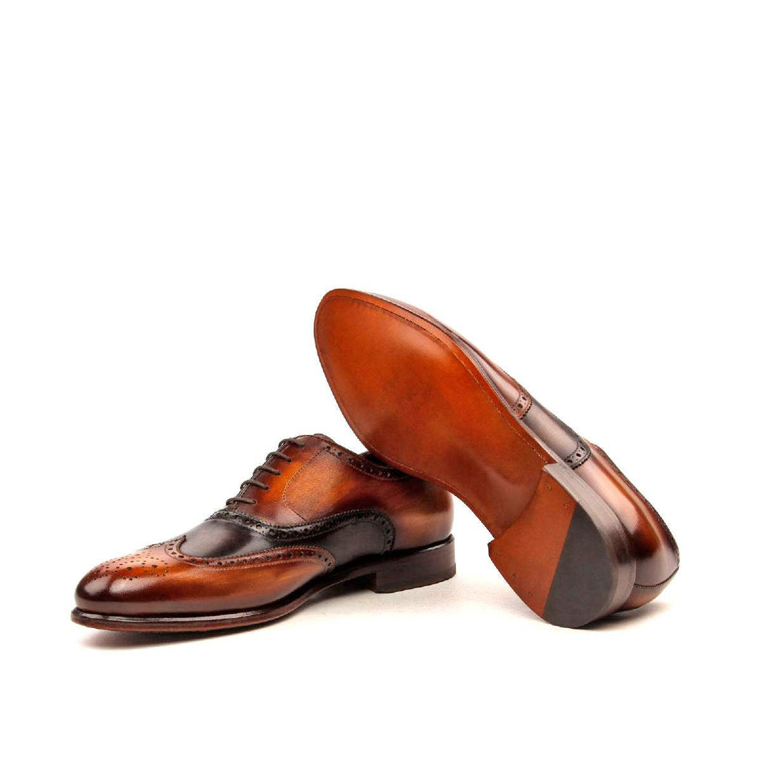 Men's Full Brogue Shoes Patina Leather Dark Brown Brown 2509 2- MERRIMIUM