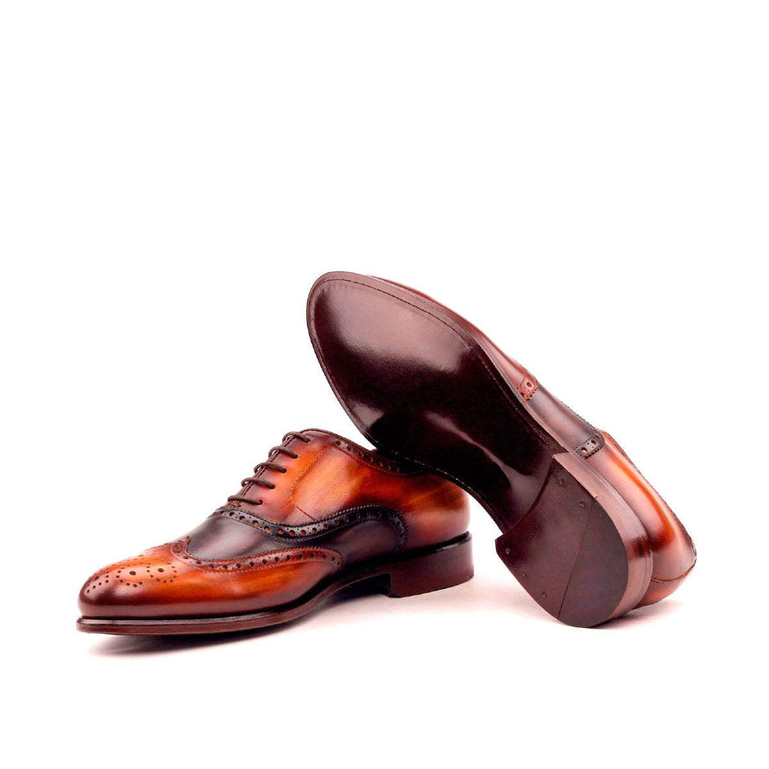Men's Full Brogue Shoes Patina Leather Dark Brown Brown 2547 2- MERRIMIUM