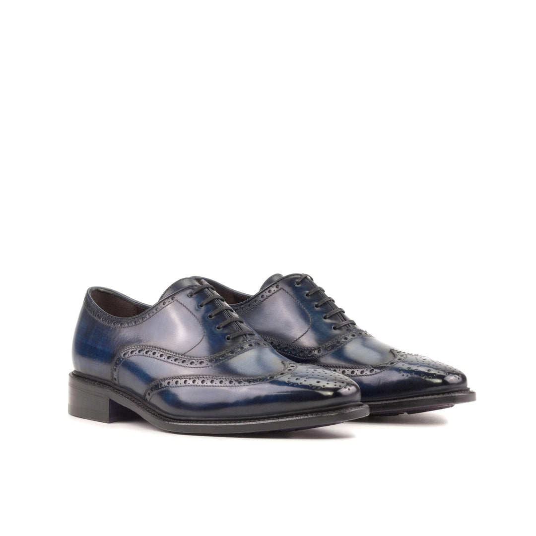 Men's Full Brogue Shoes Patina Leather Goodyear Welt Blue 5489 6- MERRIMIUM