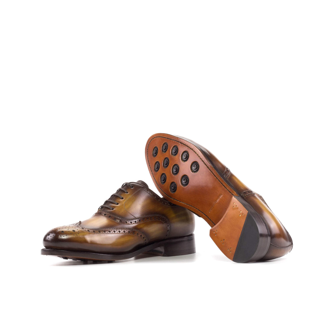 Men's Full Brogue Shoes Patina Leather Goodyear Welt Brown 5649 3- MERRIMIUM