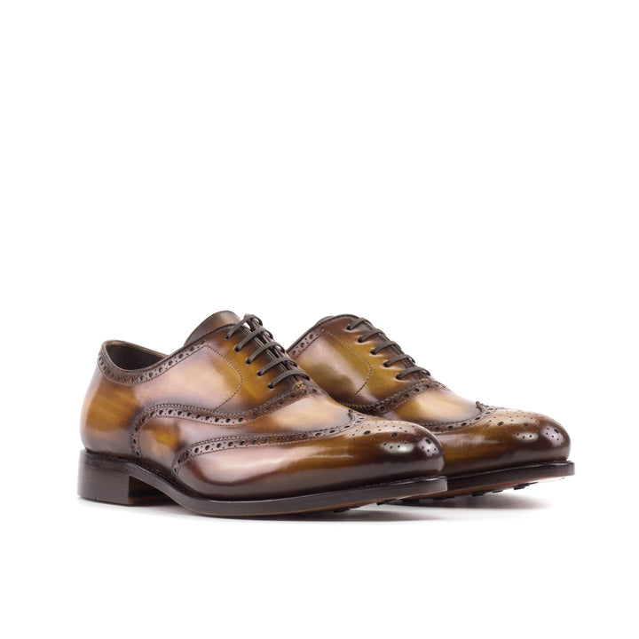 Men's Full Brogue Shoes Patina Leather Goodyear Welt Brown 5649 6- MERRIMIUM
