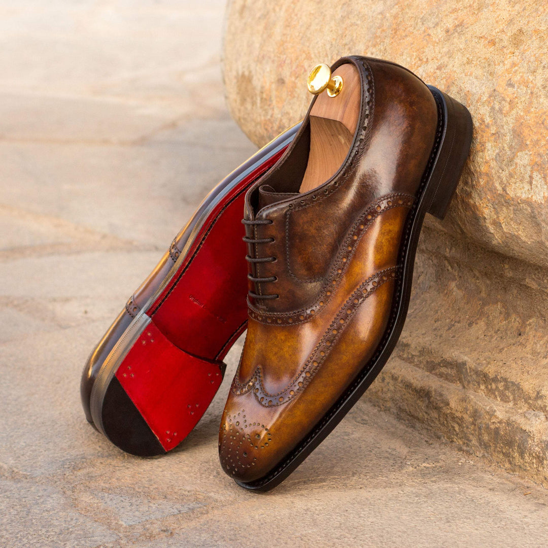 Men's Full Brogue Shoes Patina Leather Goodyear Welt Brown Dark Brown 3607 1- MERRIMIUM--GID-2575-3607
