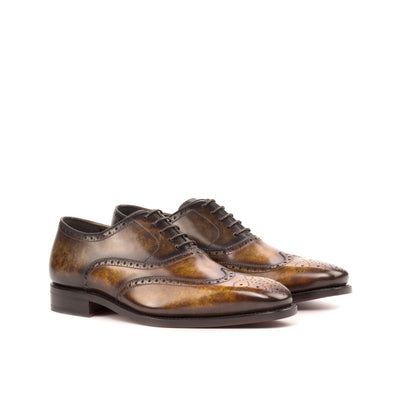Men's Full Brogue Shoes Patina Leather Goodyear Welt Brown Dark Brown 4653 3- MERRIMIUM