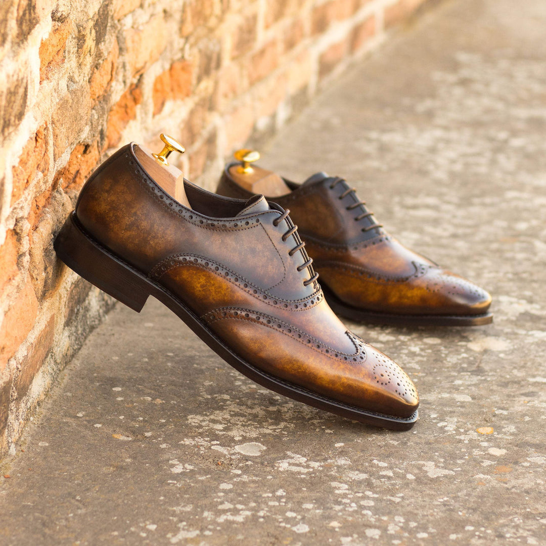 Men's Full Brogue Shoes Patina Leather Goodyear Welt Brown Dark Brown 4653 1- MERRIMIUM--GID-2575-4653