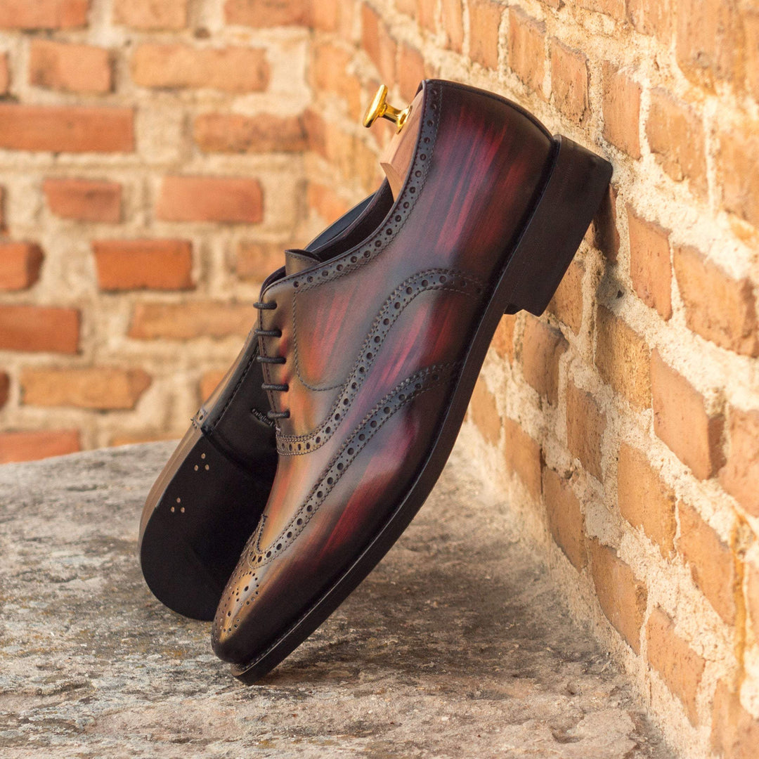 Men's Full Brogue Shoes Patina Leather Goodyear Welt Burgundy 3408 1- MERRIMIUM--GID-2479-3408