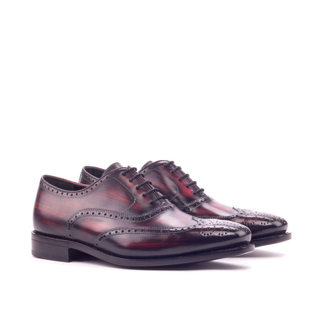 Men's Full Brogue Shoes Patina Leather Goodyear Welt Burgundy 3408 3- MERRIMIUM