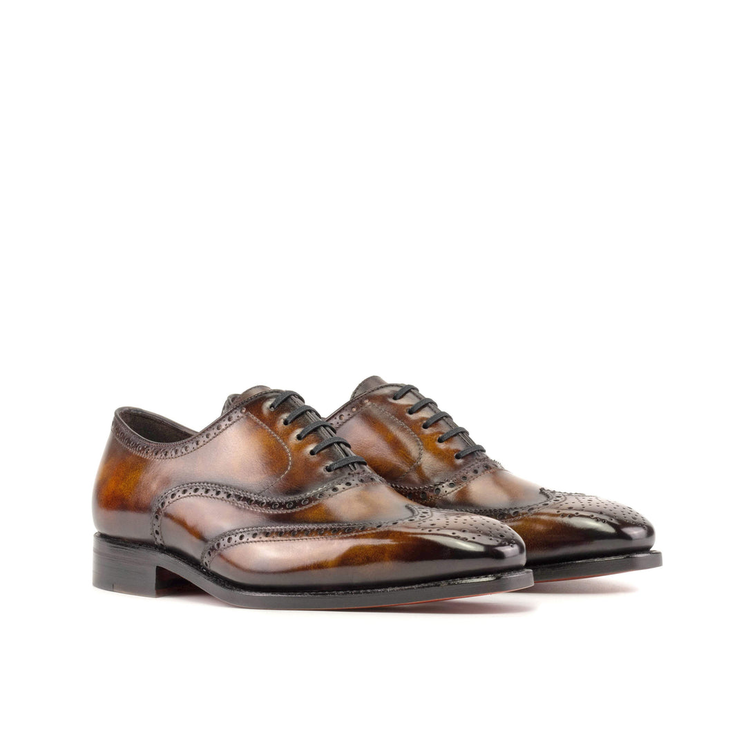 Men's Full Brogue Shoes Patina Leather Goodyear Welt Burgundy 5533 4- MERRIMIUM