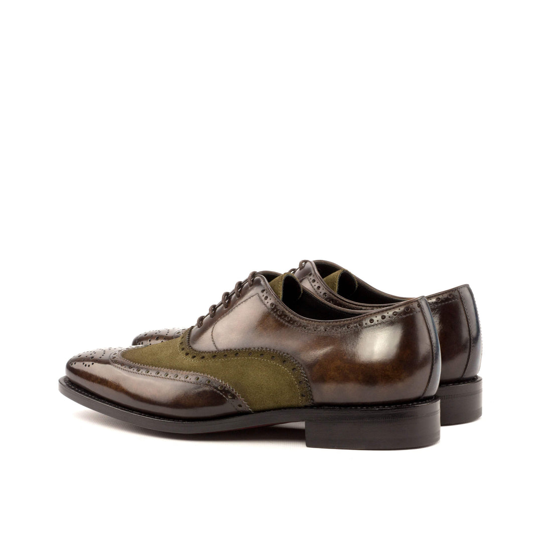 Men's Full Brogue Shoes Patina Leather Goodyear Welt Green Blue 3522 4- MERRIMIUM