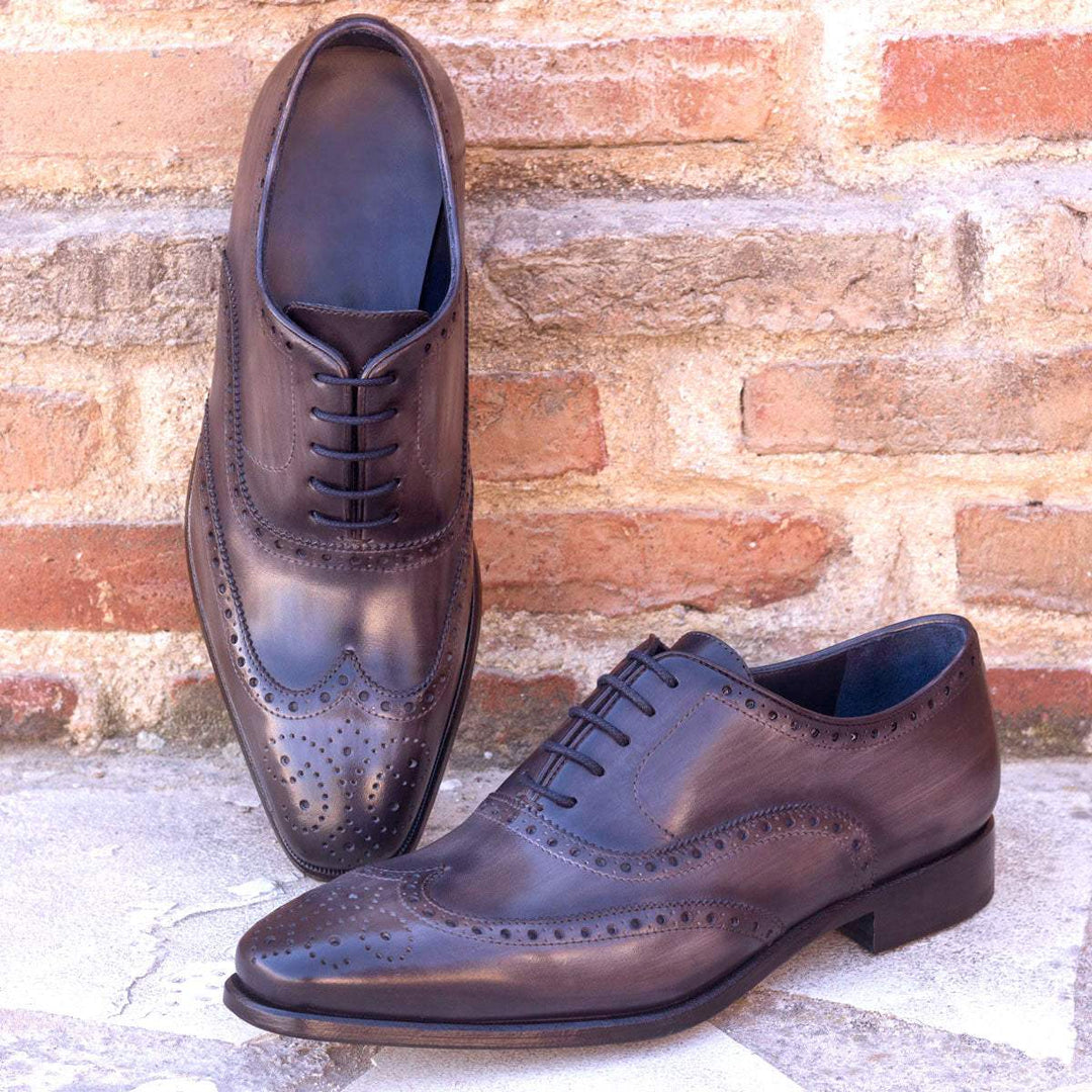 Men's Full Brogue Shoes Patina Leather Grey 1973 1- MERRIMIUM--GID-1550-1973