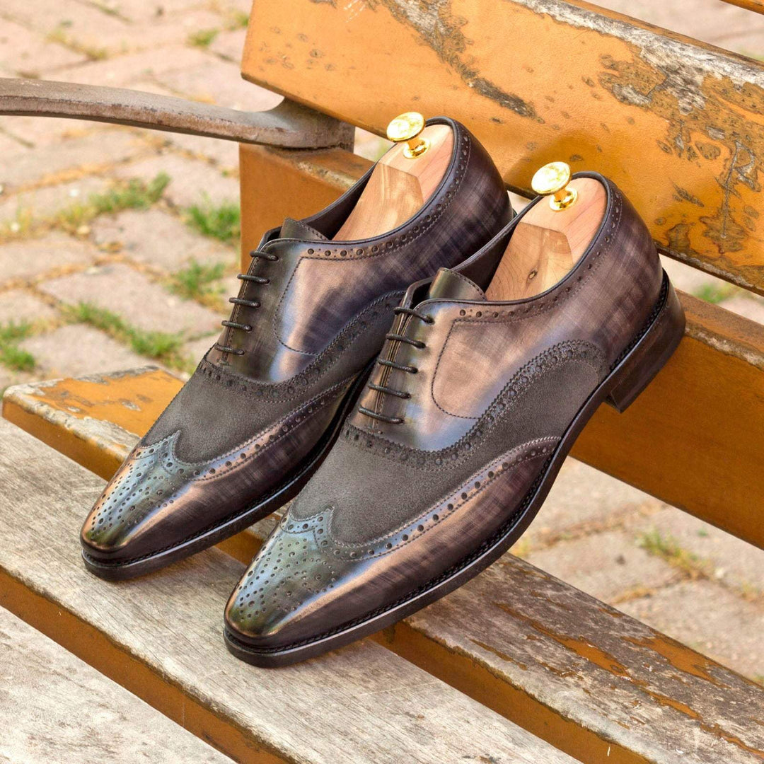 Men's Full Brogue Shoes Patina Leather Grey 2766 1- MERRIMIUM--GID-1550-2766