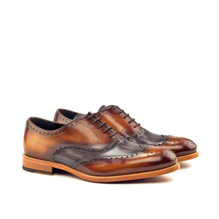 Men's Full Brogue Shoes Patina Leather Grey Brown 2867 3- MERRIMIUM