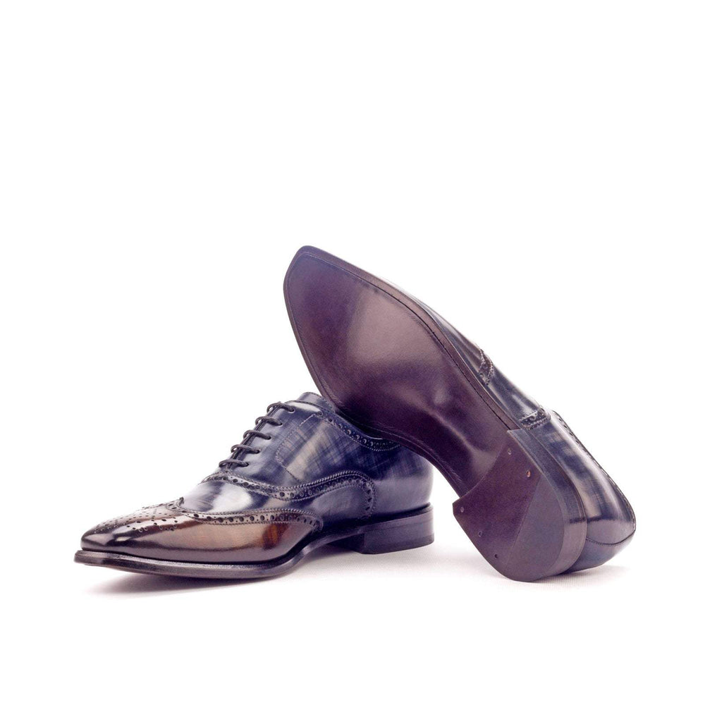 Men's Full Brogue Shoes Patina Leather Grey Dark Brown 3328 2- MERRIMIUM