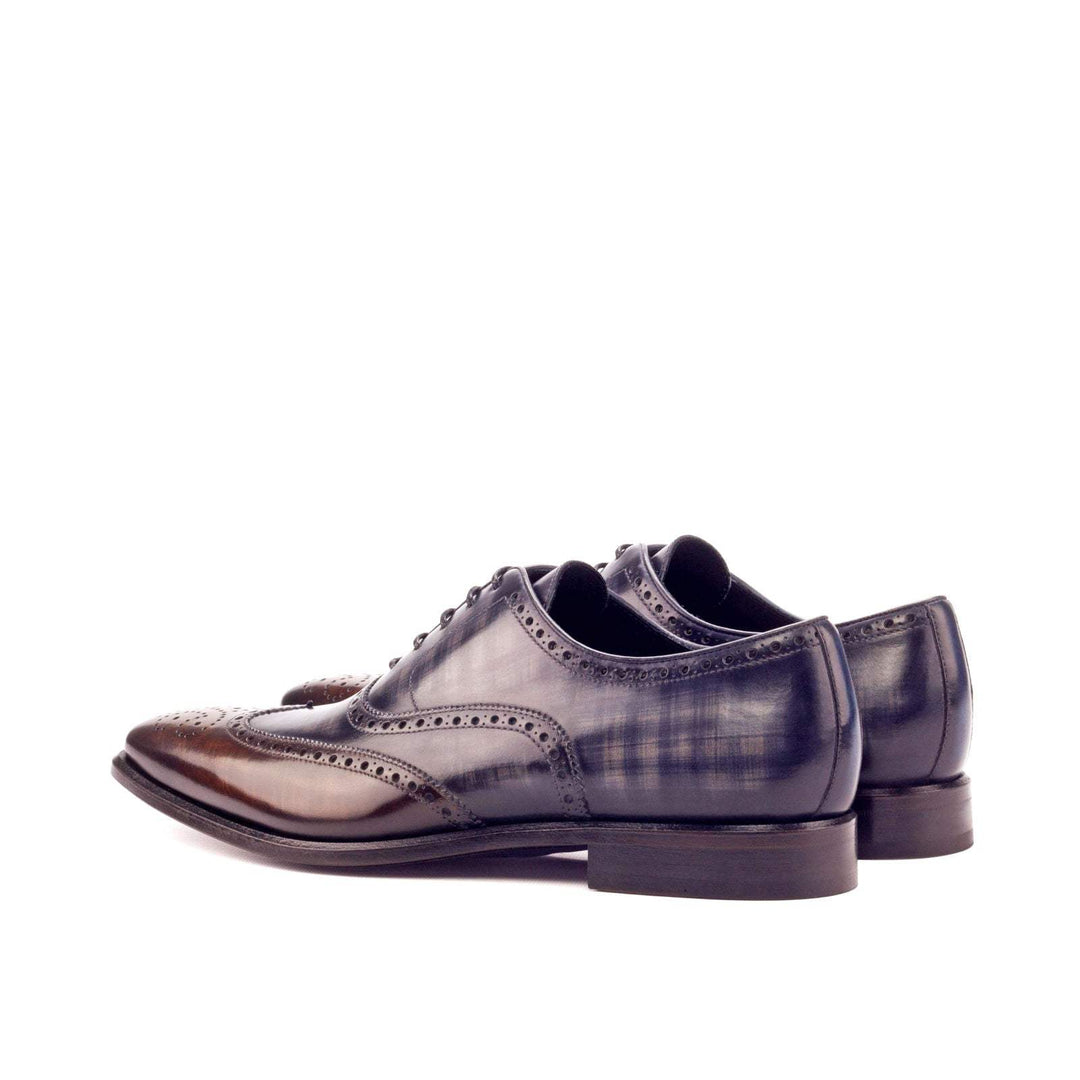 Men's Full Brogue Shoes Patina Leather Grey Dark Brown 3328 4- MERRIMIUM
