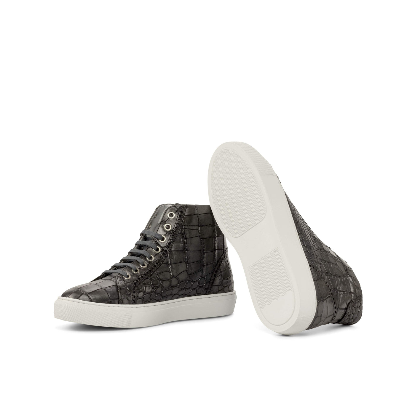 Men's High Kick Sneakers Leather Grey 4904 2- MERRIMIUM