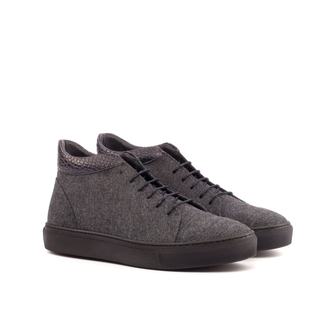 Men's High Top Sneakers Leather Black Grey 4227 4- MERRIMIUM