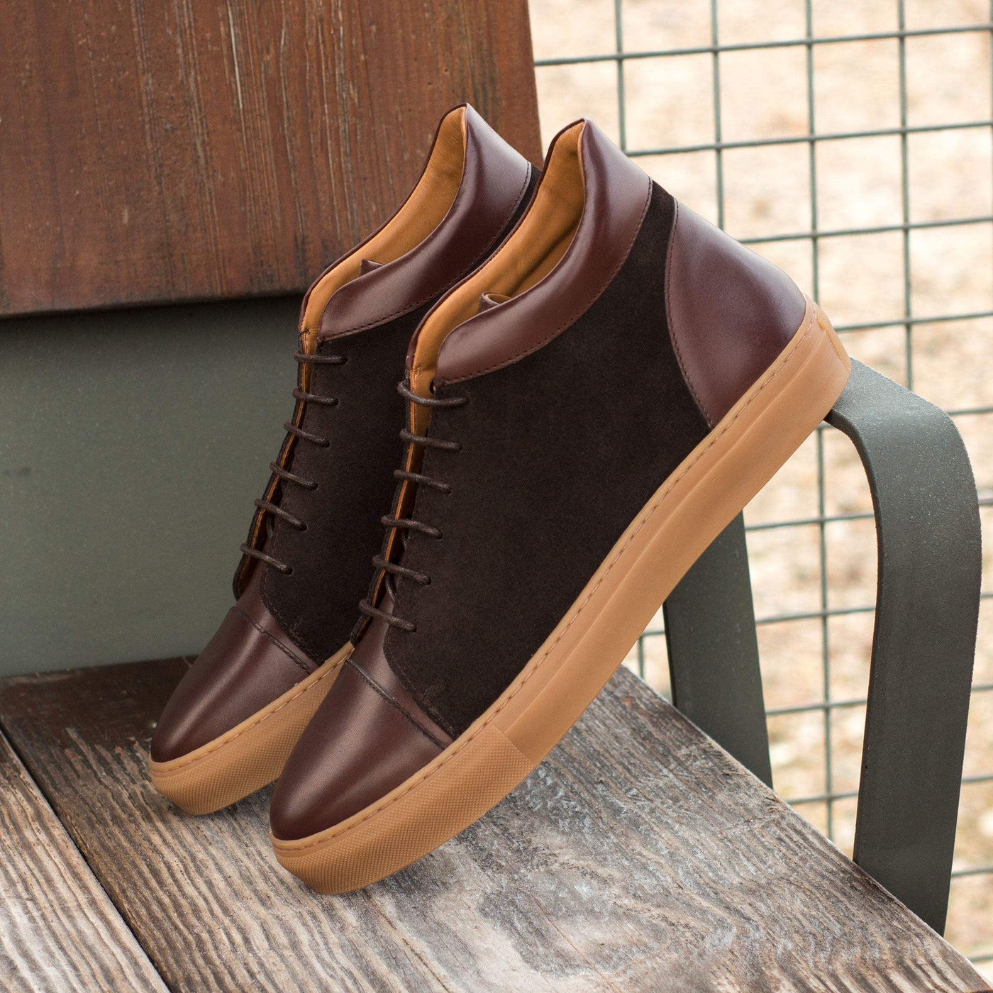 Men's High Top Sneakers Leather Dark Brown 4010 1- MERRIMIUM--GID-1447-4010