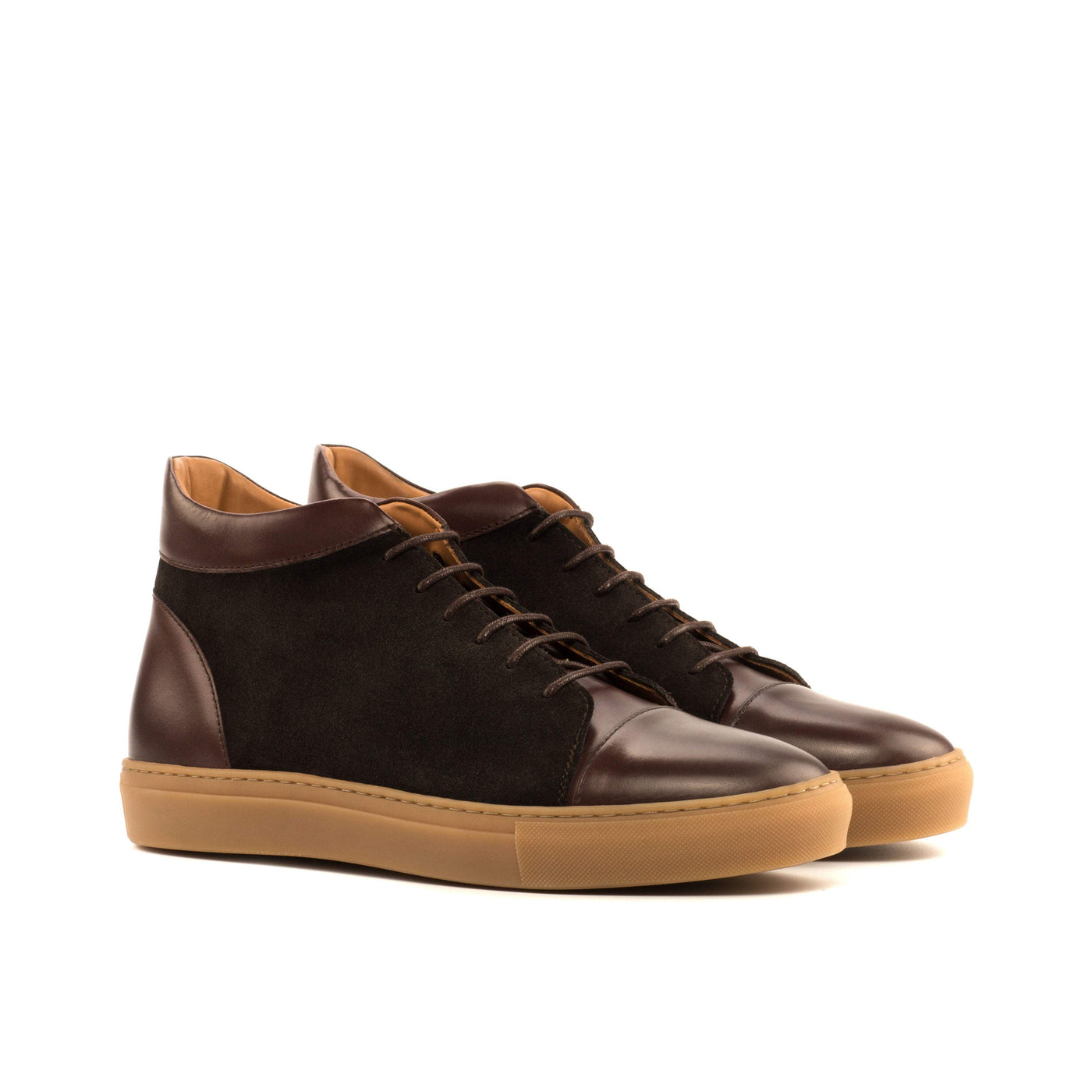 Men's High Top Sneakers Leather Dark Brown 4010 3- MERRIMIUM
