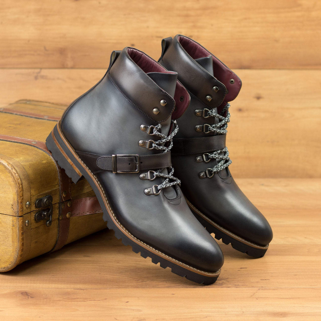 Men's Hiking Boots Leather Grey Dark Brown 5193 1- MERRIMIUM--GID-3885-5193