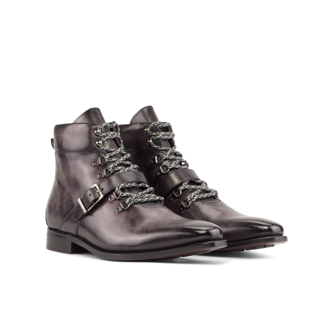 Men's Hiking Boots Patina Leather Goodyear Welt Violet 5517 6- MERRIMIUM