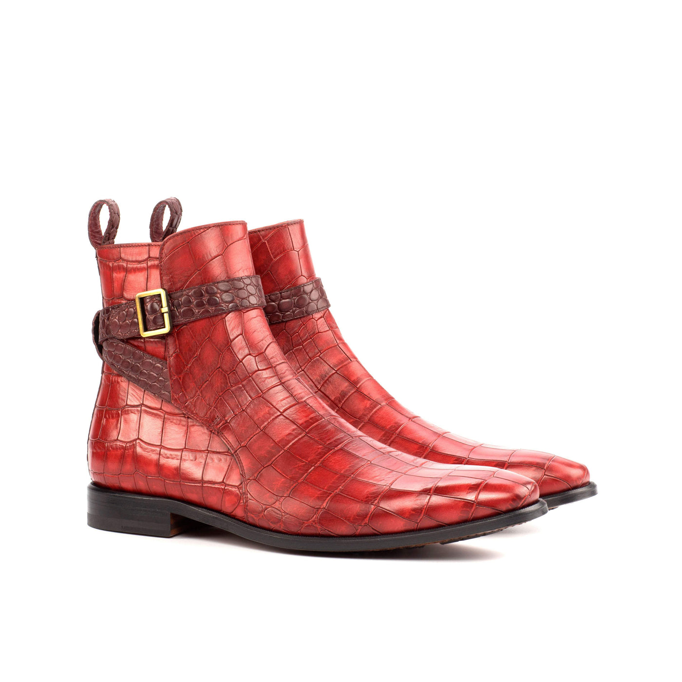 Men's Jodhpur Boots Leather Burgundy Red 4493 3- MERRIMIUM