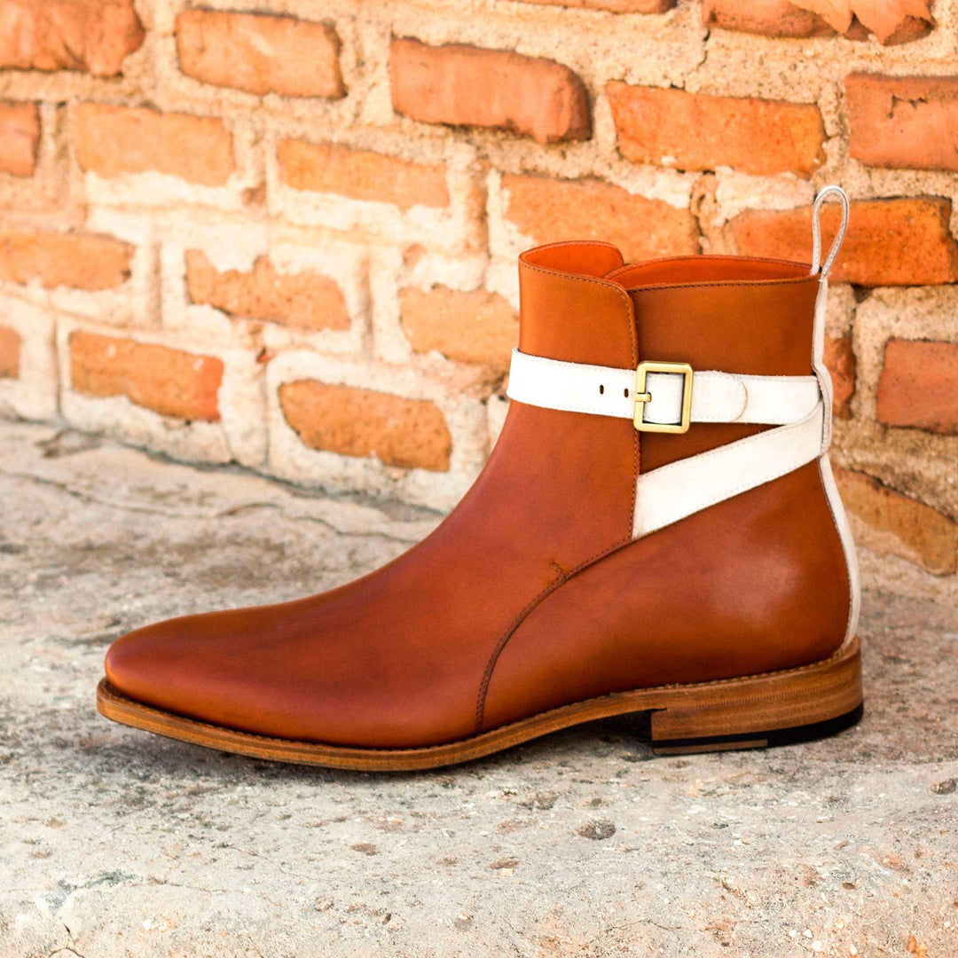 Men's Jodhpur Boots Leather Goodyear Welt Brown White 3303 1- MERRIMIUM--GID-2522-3303