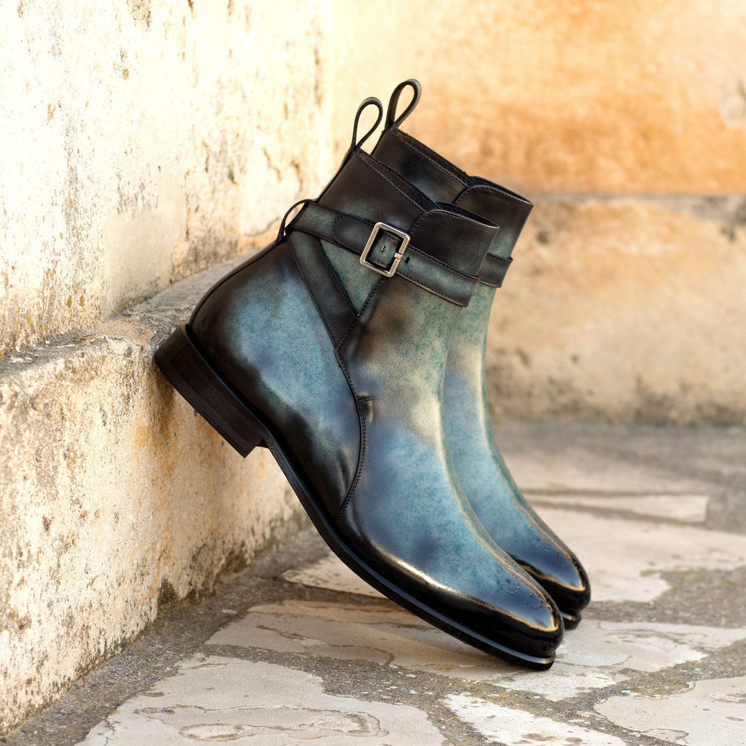 Men's Jodhpur Boots Patina Leather Blue 5641 1- MERRIMIUM--GID-2272-5641