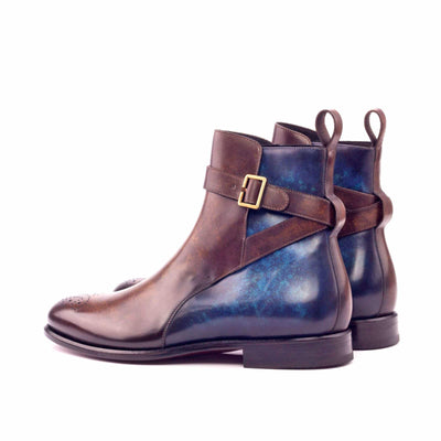 Men's Jodhpur Boots Patina Leather Blue Brown 3080 4- MERRIMIUM