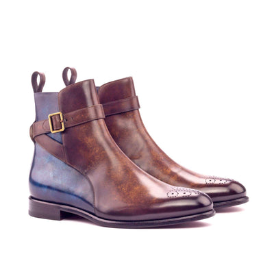 Men's Jodhpur Boots Patina Leather Blue Brown 3080 3- MERRIMIUM