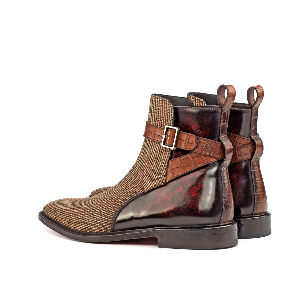 Men's Jodhpur Boots Patina Leather Goodyear Welt Brown Burgundy 4650 4- MERRIMIUM