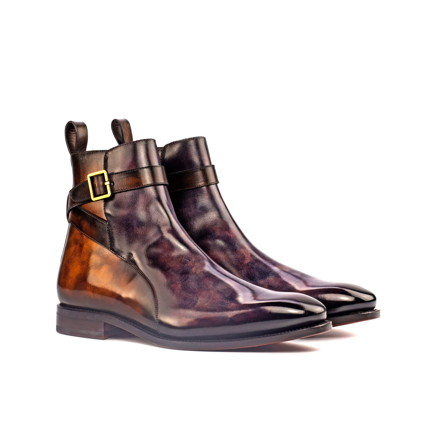 Men's Jodhpur Boots Patina Leather Goodyear Welt Violet Brown 4411 3- MERRIMIUM