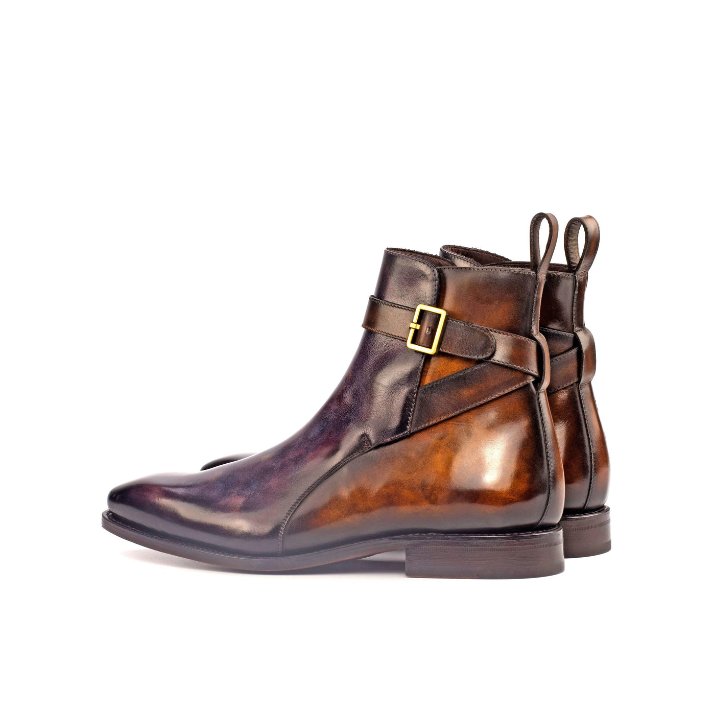 Men's Jodhpur Boots Patina Leather Goodyear Welt Violet Brown 4411 4- MERRIMIUM