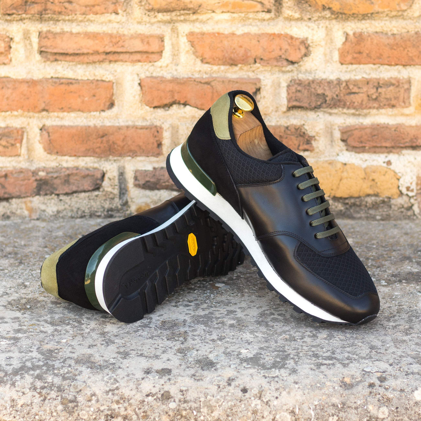 Men's Jogger Sneakers Leather Black Green 4880 1- MERRIMIUM--GID-3309-4880