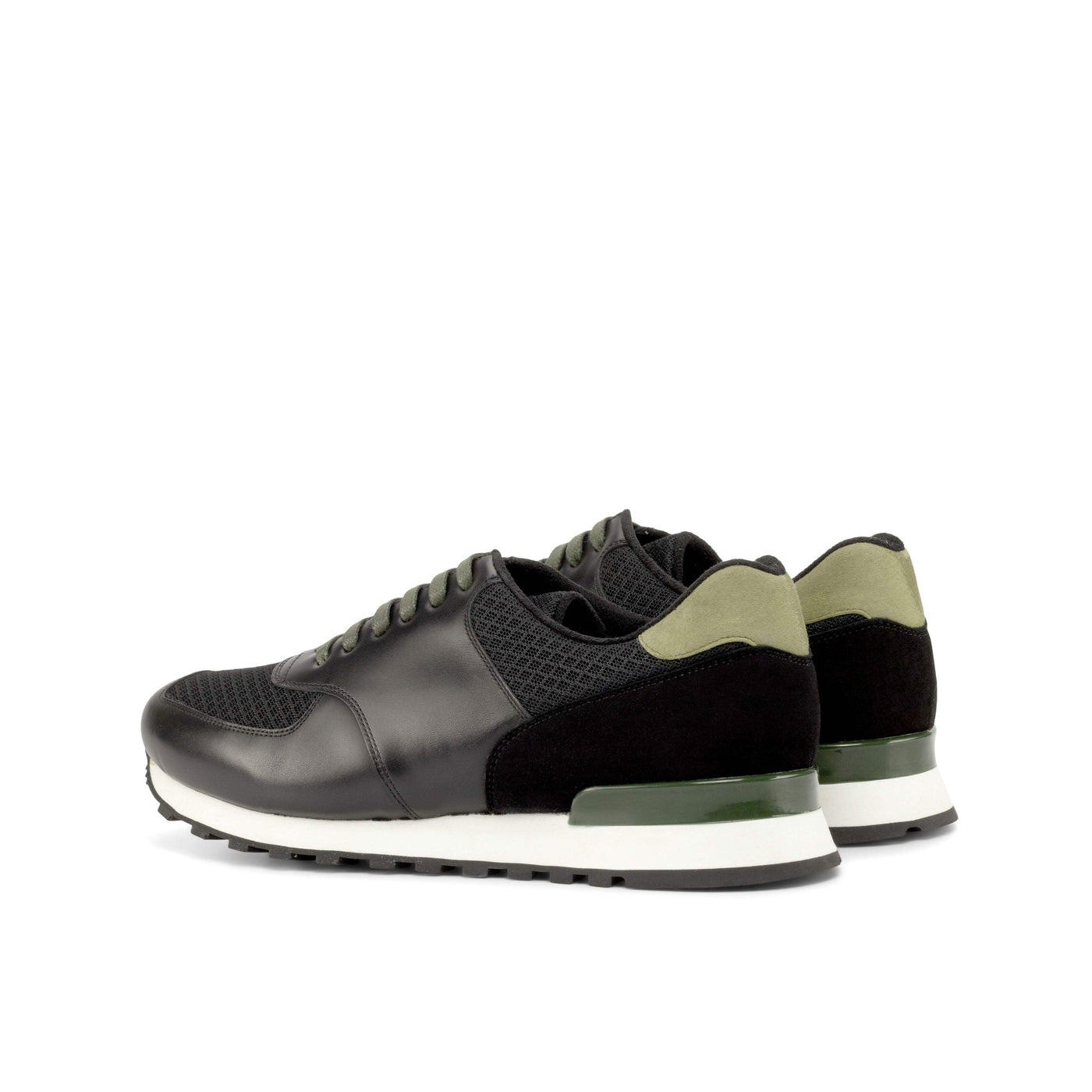 Men's Jogger Sneakers Leather Black Green 4880 4- MERRIMIUM