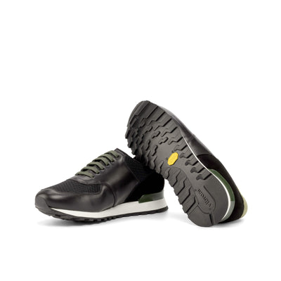 Men's Jogger Sneakers Leather Black Green 4880 2- MERRIMIUM