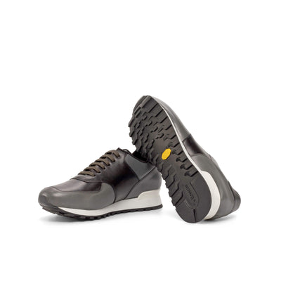Men's Jogger Sneakers Leather Black Grey 4843 2- MERRIMIUM
