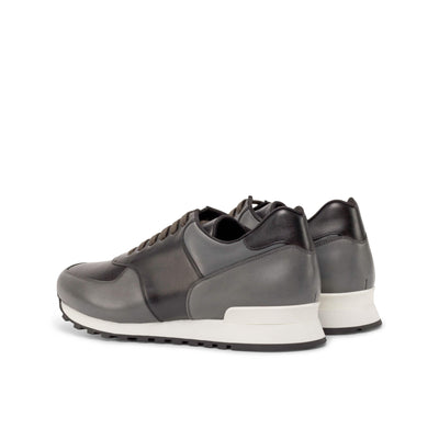Men's Jogger Sneakers Leather Black Grey 4843 4- MERRIMIUM