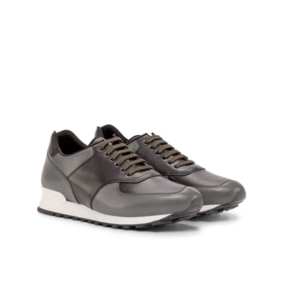 Men's Jogger Sneakers Leather Black Grey 4843 3- MERRIMIUM