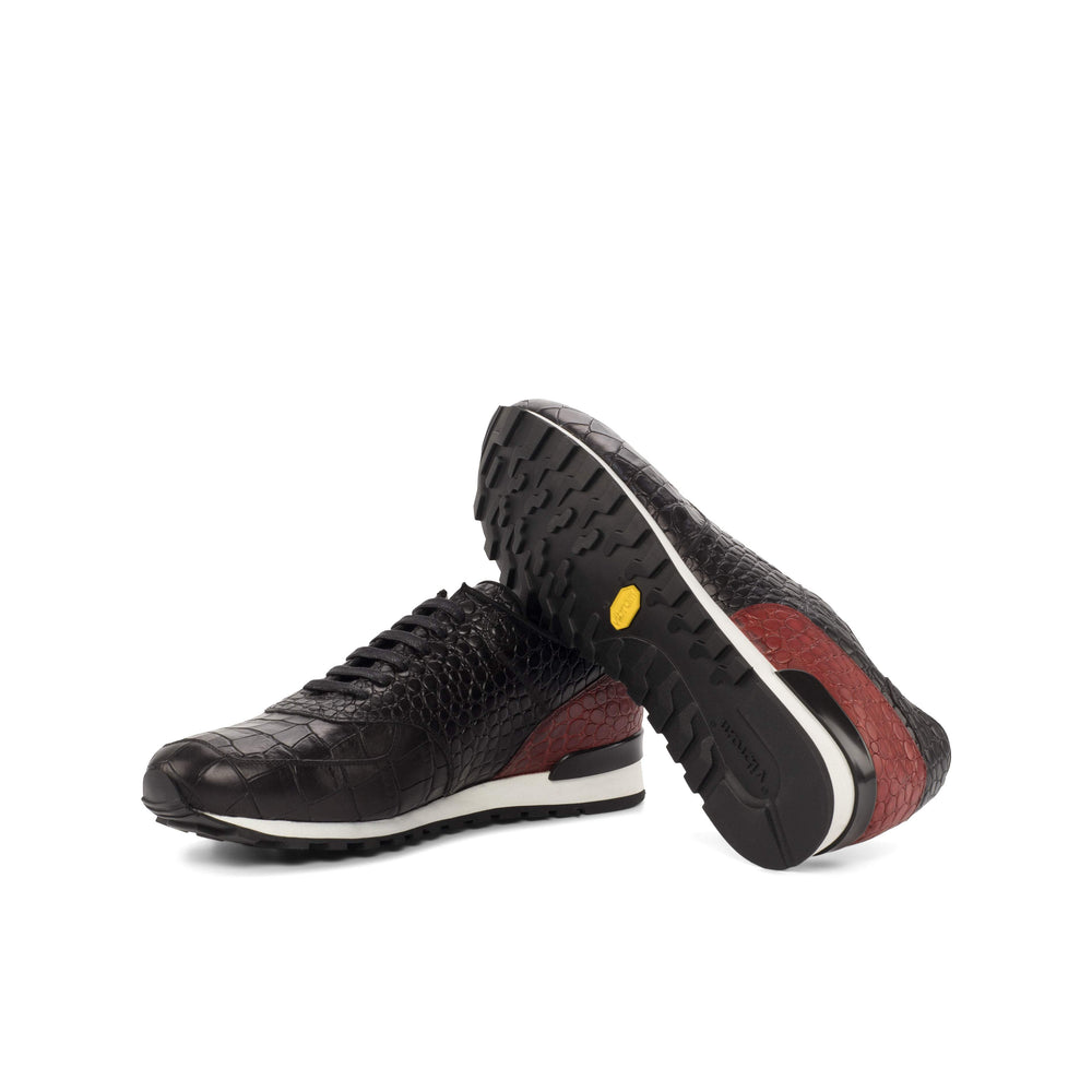 Men's Jogger Sneakers Leather Black Red 4476 2- MERRIMIUM